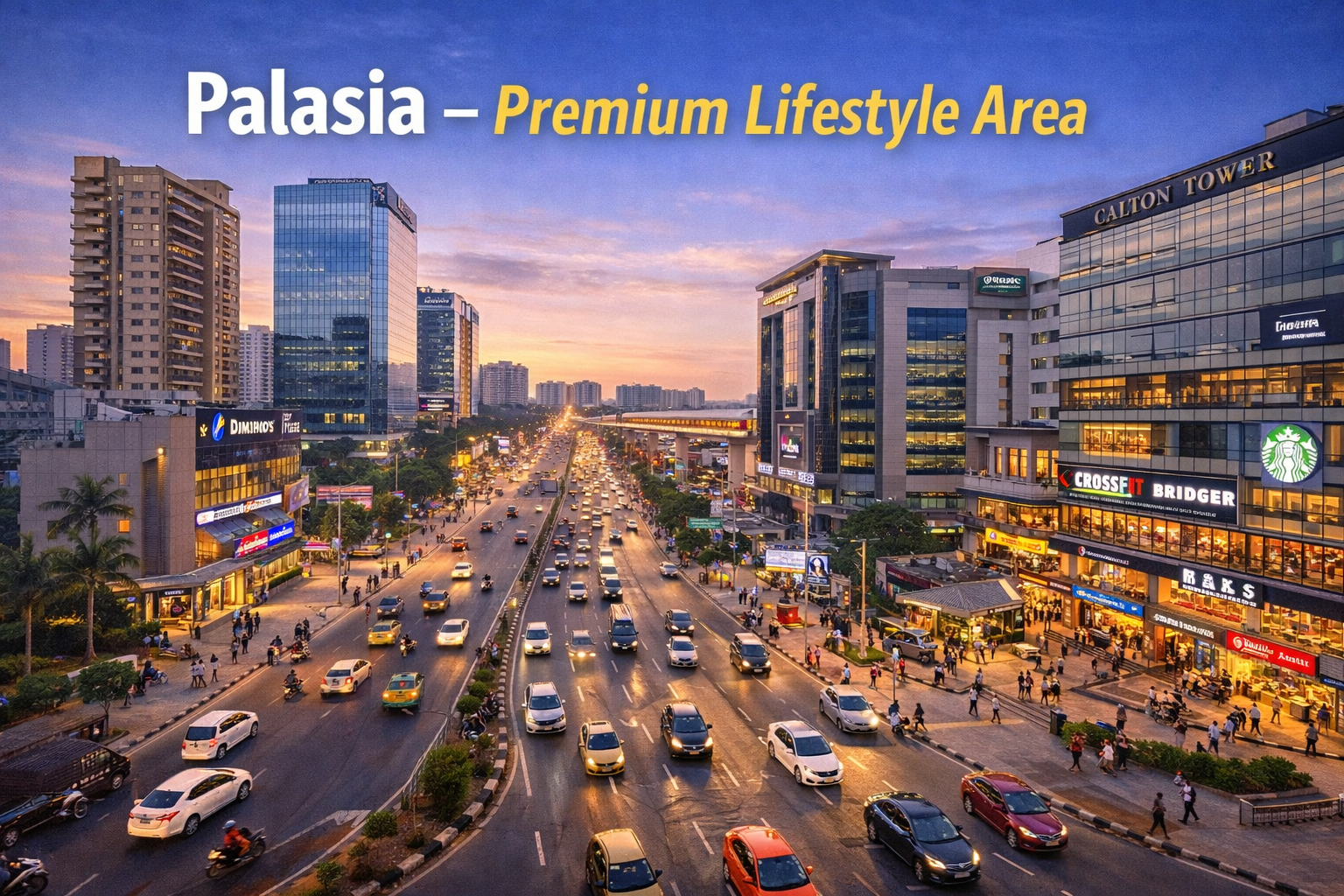 Palasia, Indore, is a premium residential and commercial area with modern buildings, shopping outlets and busy city roads.